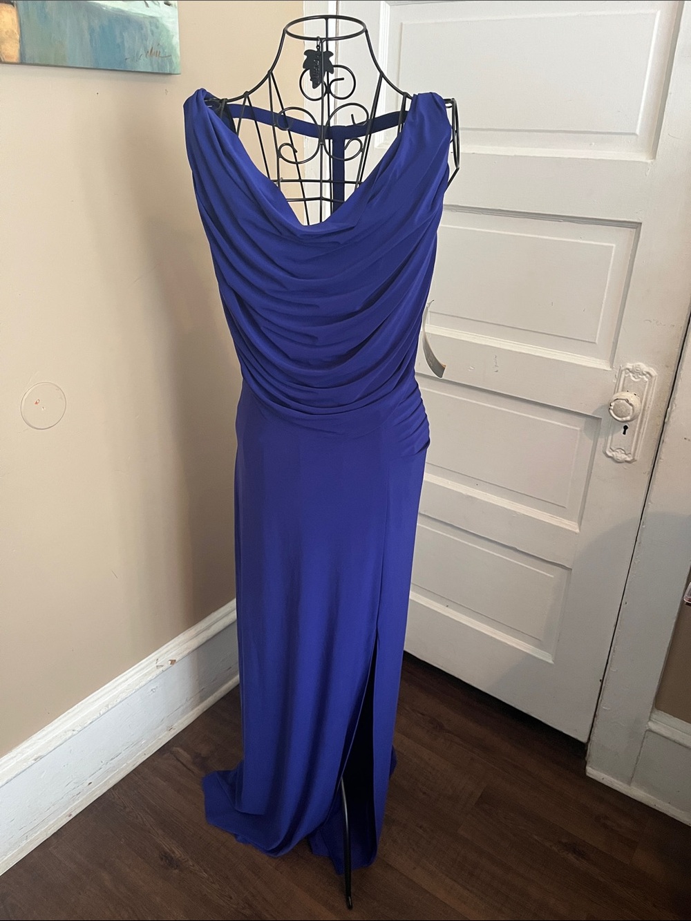 Cowl-Neck Maxi Dress in Cobalt